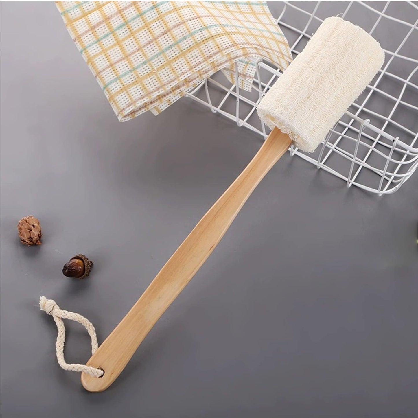 Back Loofah Scrub Loofah Sponge Long Handle Loofah Shower Bath Brush On a Stick Body Scrub Brush Scrubber Loofah Exfoliating Body Eco-Friendly Sponge