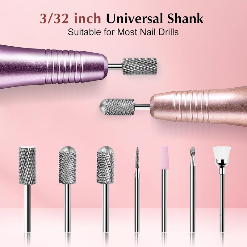 Nail Drill Bits Set - 7 Pcs 3/32 Inch Shank for Acrylic & Gel Nails | Nail Art Tools for Manicure & Pedicure