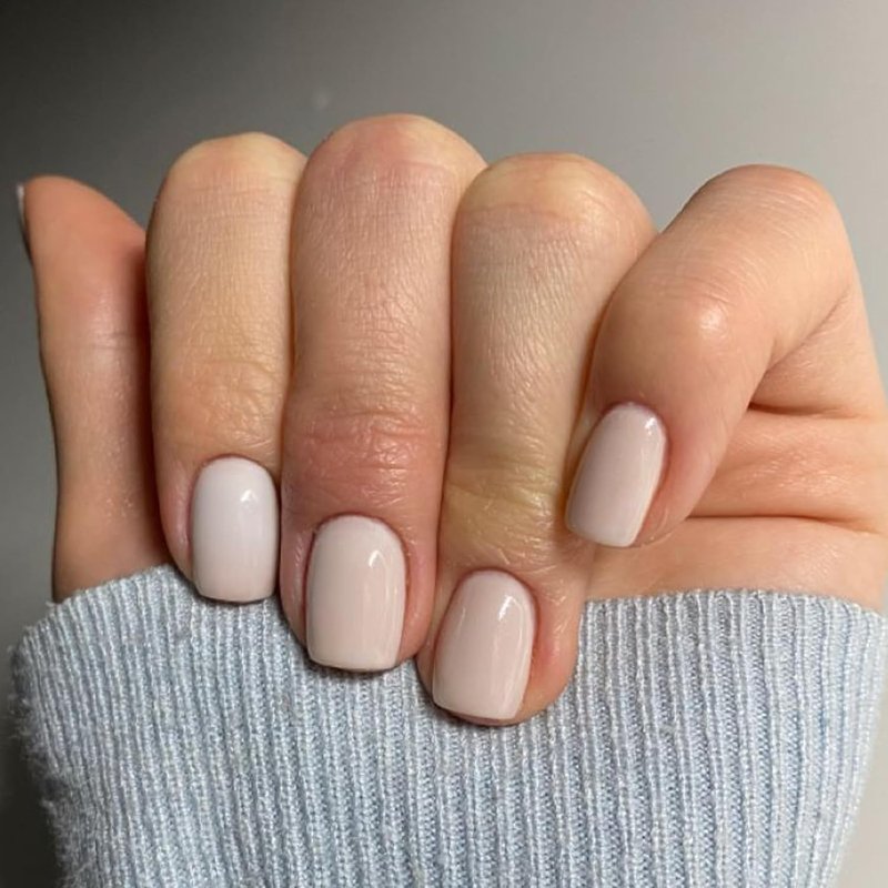 Modelones Press-On Nails - Milky White Squoval Design | 32 Pcs, 16 Sizes, Reusable Nail Kit with Glue & File