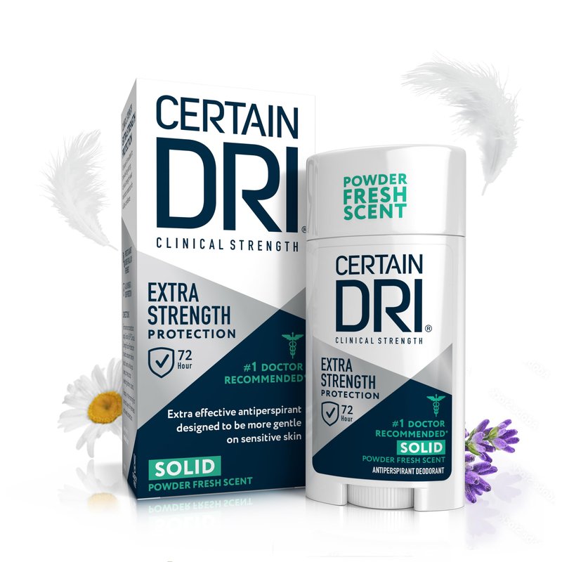 Certain Dri Extra Strength Clinical Antiperspirant - 72-Hour Sweat & Odor Protection for Excessive Sweating - Maximum Strength Deodorant for Men & Women, Powder Fresh Scent - 1.7 oz