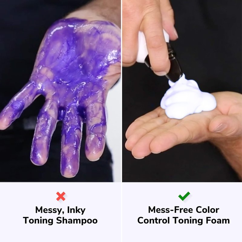 COLOR WOW Color Control Purple Toning + Styling Foam – Instantly rids Blonde & Gray hair of brassy, yellow tones, Alcohol free, crunch free styling