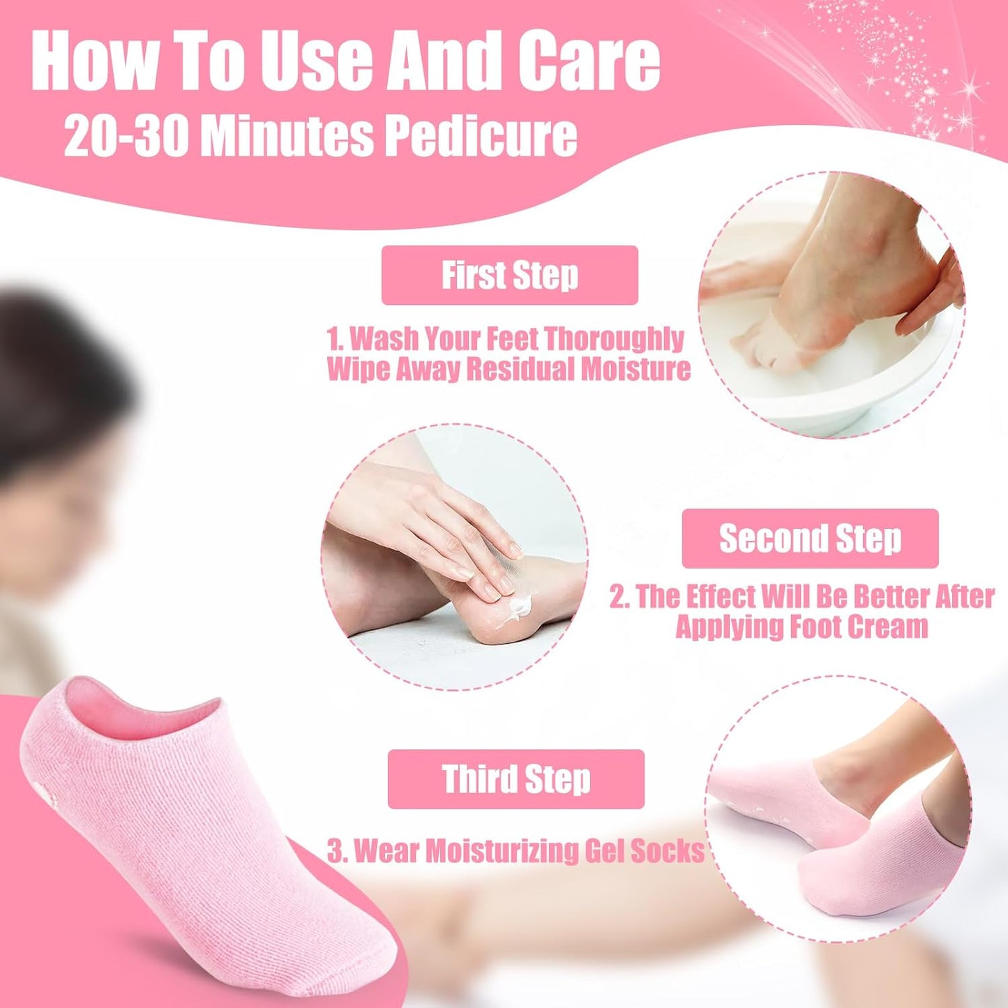 Skiennix Moisturizing Socks - Silicone Gel Socks for Softening Dry Cracked Feet | 2 Pairs