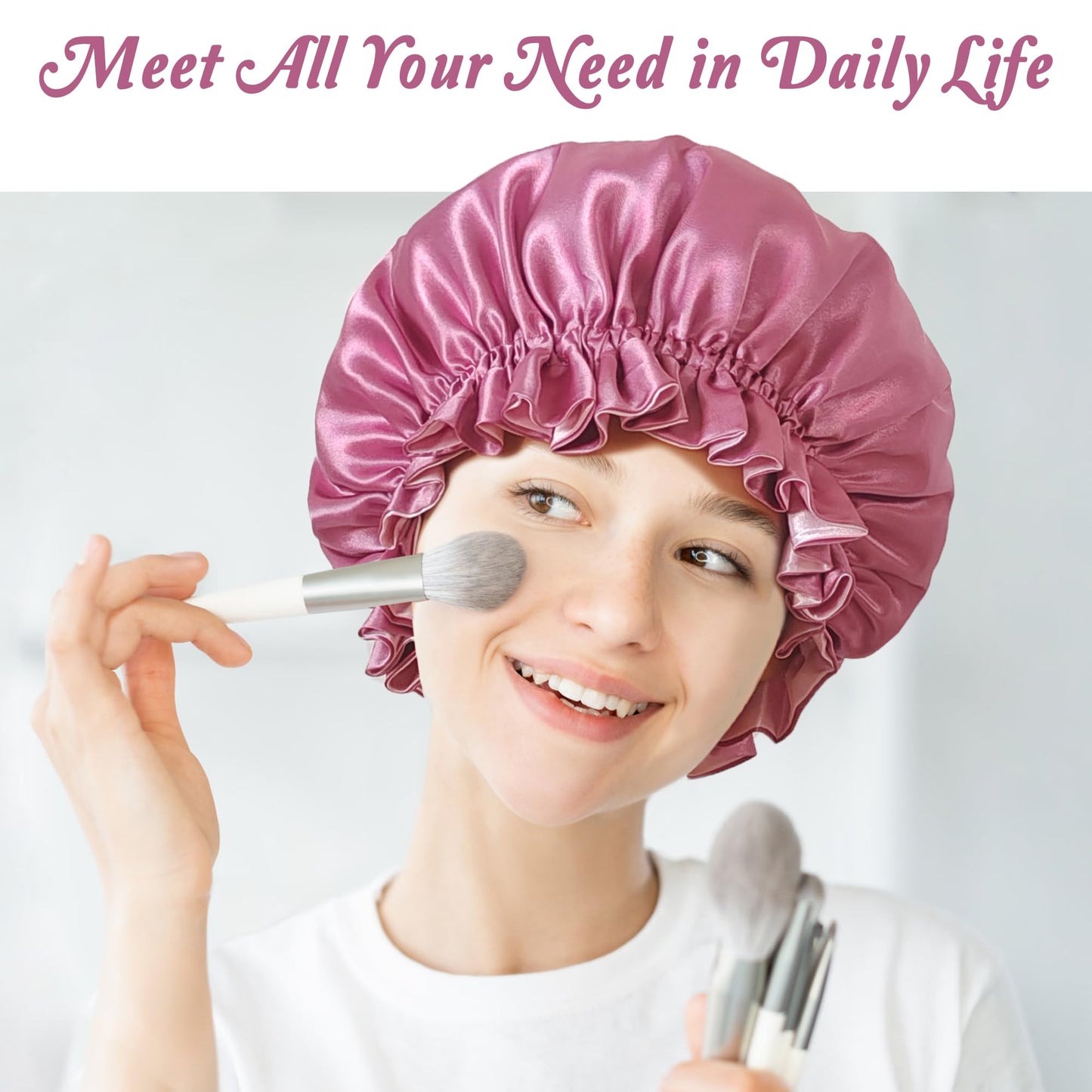 vidsel Silk Bonnet for Sleeping Women, Satin Hair Bonnets for Women, Double Layer Reversible Hair Wrap Lined Sleep Cap for Braid Curly Hair