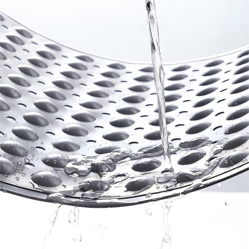 Bathtub Anti-Slip Mat Shower Mat with Suction Cups Drain Hole Foot Massage Bathroom Floor Mat 28x16 Inch (Grey)