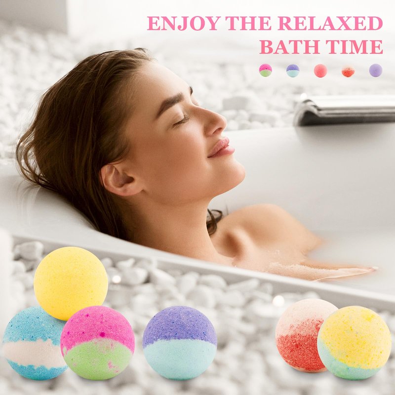 Organic Bath Bombs Set 50 PCS with 10 Rich Scents, Handmade Bath Bombs for Women with Essential Oils, Natural Bubble Bath for Moisturizing Skin, Spa Gift for Mother's Day Christmas Birthday Easter