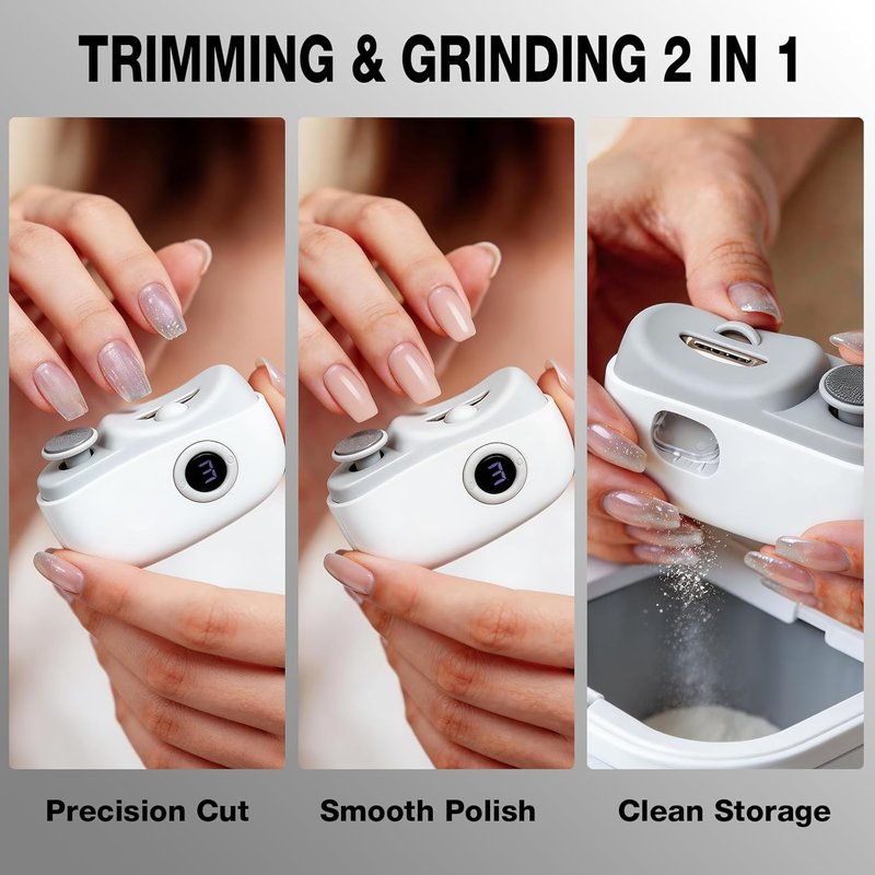 Electric Nail Clipper - 2-in-1 Automatic Trimmer for Seniors & Babies | Painless, LED Light, Ultra-Quiet, USB-C
