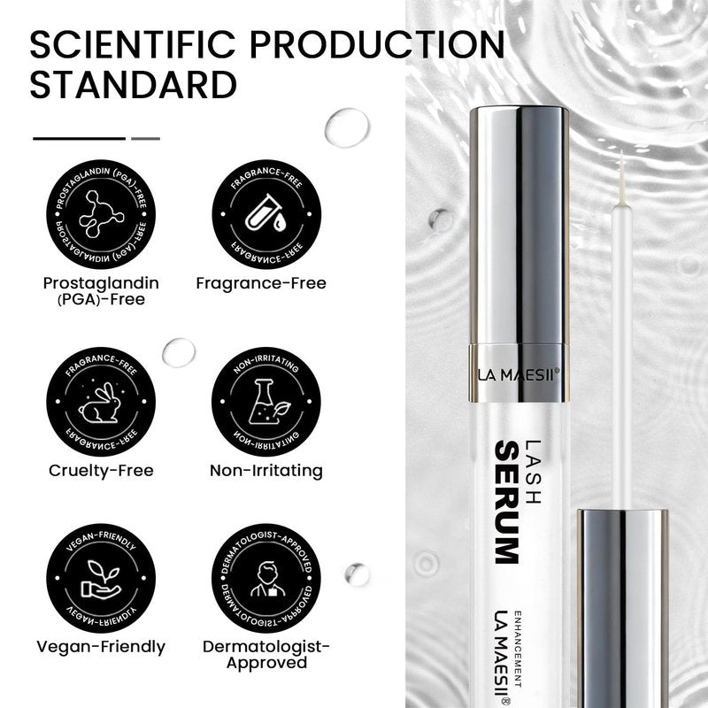 LA MAESII Lash Serum, Eyelash Growth Serum with Advanced Formula, Eyelash Enhancing for Longer Thicker and Fuller Looking Lashes, Vegan & Cruelty-Free for Sensitive Eyes (5mL)