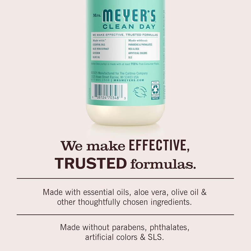 Mrs. Meyer's Clean Day Hand Soap - Refreshing Mint Scent | 12.5 Fl Oz Bottle