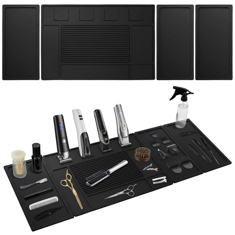 Magnetic Barber Mat for Clippers - Large Organizer Tool Pad with 4 Strong Magnets | Ideal for Barber Shop Accessories