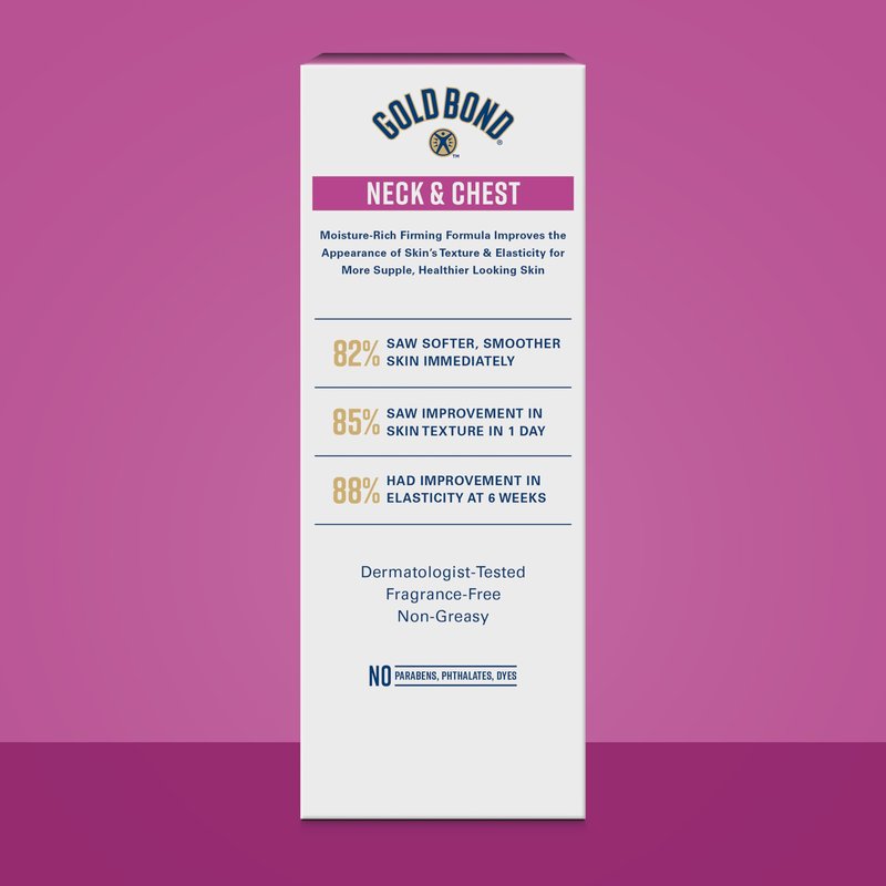 Gold Bond Age Renew Neck & Chest Firming Cream, 2 Oz, Hydrates, Renews, and Visibly Improves Firmness, Texture & Elasticity of Aging Skin, Non-Greasy, Dermatologist-Tested, Hypoallergenic, Unscented