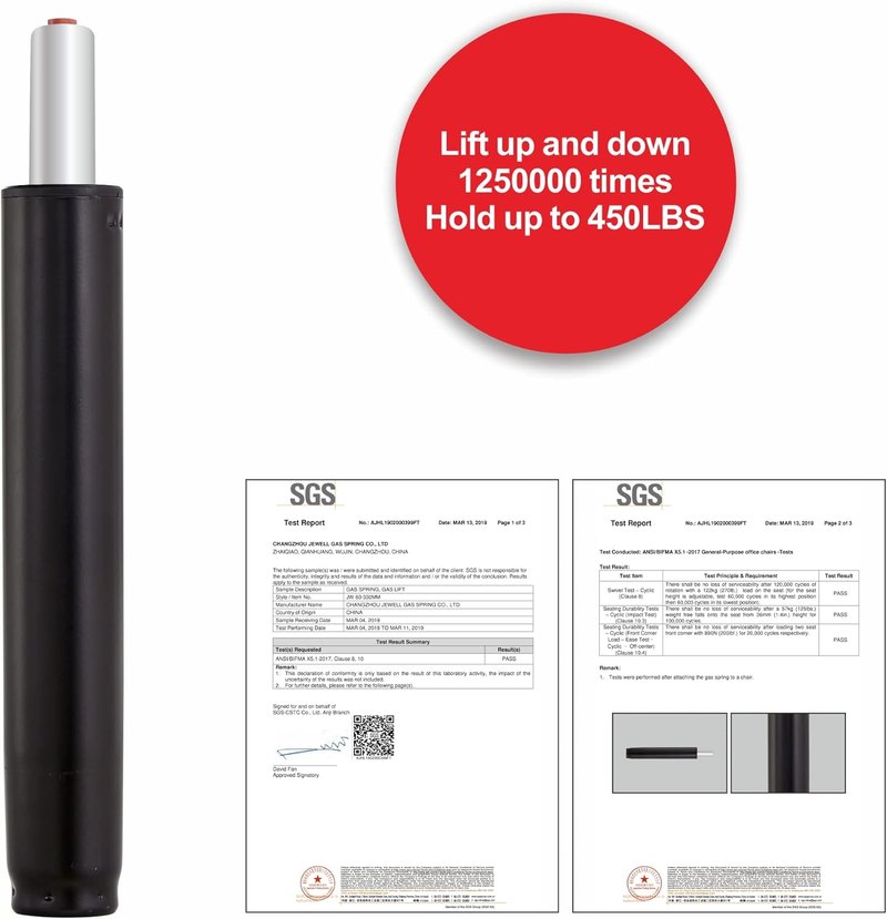 Skiennix Hydraulic Gas Lift Cylinder - Adjustable Height 18.5'' to 28.74'' - Universal Replacement for Stool Chairs - Smooth & Noiseless (Black)