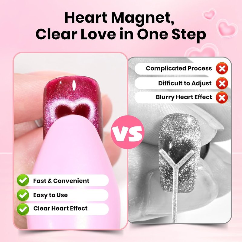 Beetles Cat Eye Magnet for Nails - 3-in-1 Magnetic Nail Art Tool for Gel Polish | Heart, French, Stripe Effects