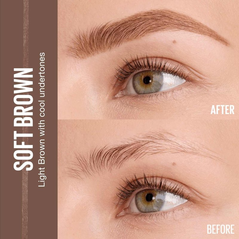 Maybelline Brow Ultra Slim Defining Pencil & Fast Sculpt Gel - Soft Brown & Clear Eyebrow Makeup Bundle