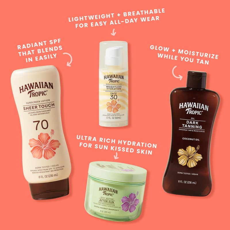 Hawaiian Tropic Sheer Touch Lotion Sunscreen SPF 70, 8 Fl Oz | Broad Spectrum, Oxybenzone Free, Sunblock Lotion, Hawaiian Tropic Sunscreen SPF 70, 8 Fl Oz