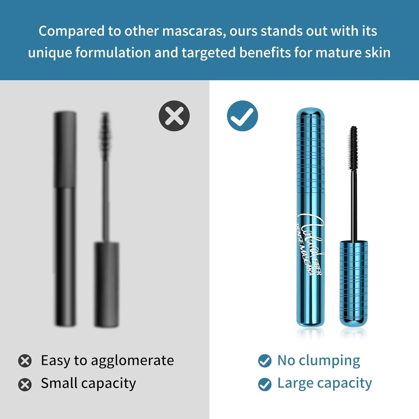 Volumizing Waterproof Mascara for Older Women 60+ | Hypoallergenic Black Formula for Thinning Lashes & Sensitive Eyes