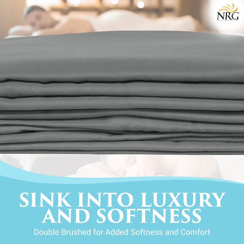 Premium Microfiber 3 Piece Massage Sheet Set by NRG - Includes Massage Table Flat Sheet, Fitted Sheet and Face Rest Cover - 100% Double Brushed Polyester, Soft as Silk - 120 GSM - Color: Stone