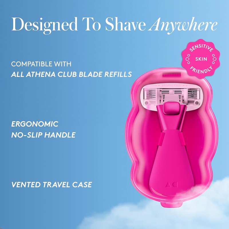 Mini Razor Kit for Women | 5-Blade Cartridge Razor for Sensitive Skin - Travel Size with Serum-Infused Blades and TSA-Friendly Case