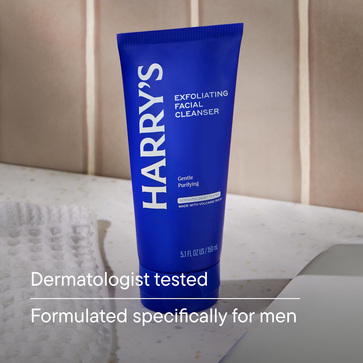 Harry's Exfoliating Face Wash for Men, Gentle Facial Skin Care Products with Volcanic Rock Exfoliant, 7.1 Fl. Oz, Home and Trial and Travel Bundle TSA Approved Travel Essentials