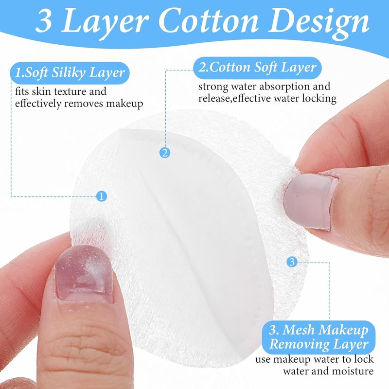 2000 Pcs Cotton Rounds by Premium - Soft Exfoliating Facial Pads for Makeup Removal | Double-Sided Toner Applicators