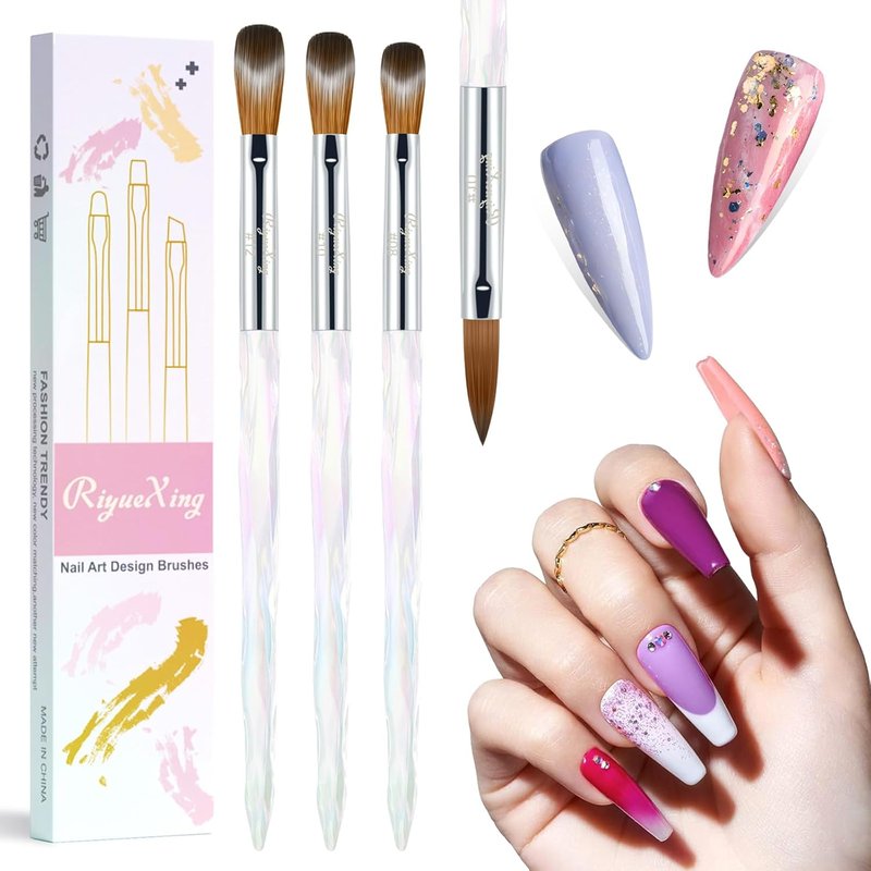 Skiennix Acrylic Nail Brush Set - Professional 3PCS Size 8/10/12 for DIY Nail Art & Manicure