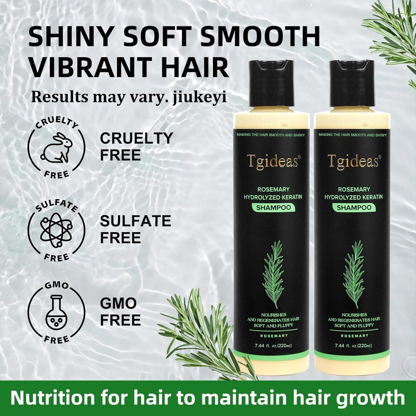 Tgideas Rosemary Biotin Shampoo - Volumizing, Sulfate-Free, for Thinning, Dry, Damaged Hair, Vegan, Color-Safe, 14.8 fl oz