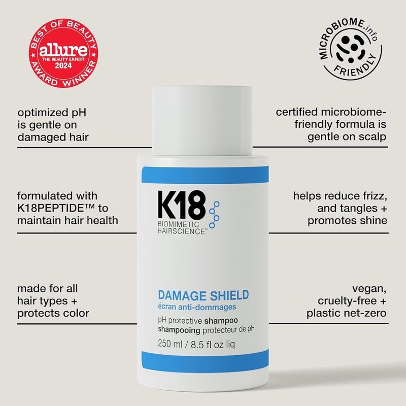 K18 Damage Control Trio - Damage Shield Shampoo, Conditioner & 4-Minute Repair Mask | Color-Safe Hair Care