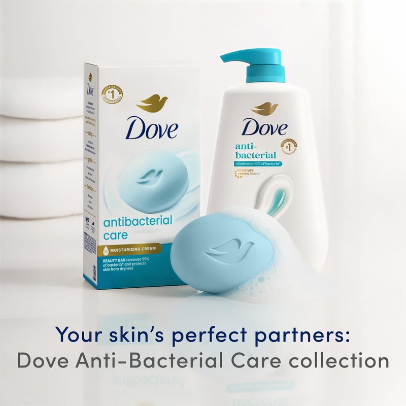 Dove Beauty Bar Soap Antibacterial Care 2 Count For Clean, Moisturized Skin, Removes Bacteria 3.75 oz