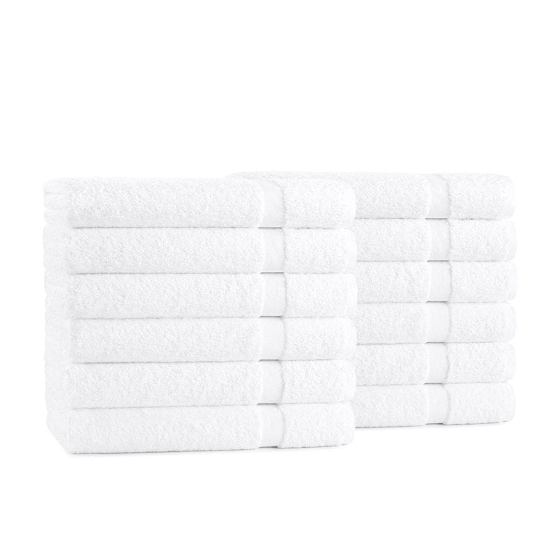 Arkwright Admiral Spa Bath Towels Bulk - Pack of 12 - Lightweight Absorbent Bathroom Towel, Quick Dry Cotton, Perfect for Home, Resort, Spa, and Shower, 25 x 54 in, White