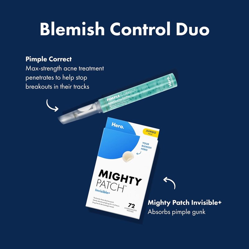 Mighty Patch™ Invisible+ Acne Pimple Patch - Hydrocolloid Cover for Zits & Blemishes | 72 Count