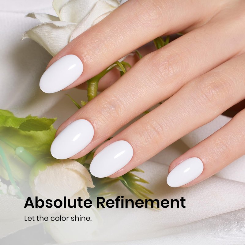 Beetles White Gel Nail Polish - 15ML Full Size French UV Nail Polish Soak Off Nail Art Manicure Salon DIY 4th of July Nails Design Home Snowdrop Gift for Woman Colorful Bottle Gel
