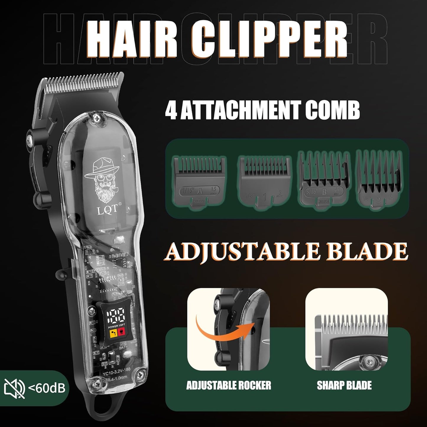 Skiennix Professional Barber Kit - Cordless Hair Clipper & Beard Trimmer Set | LED Display, Home Grooming Tools