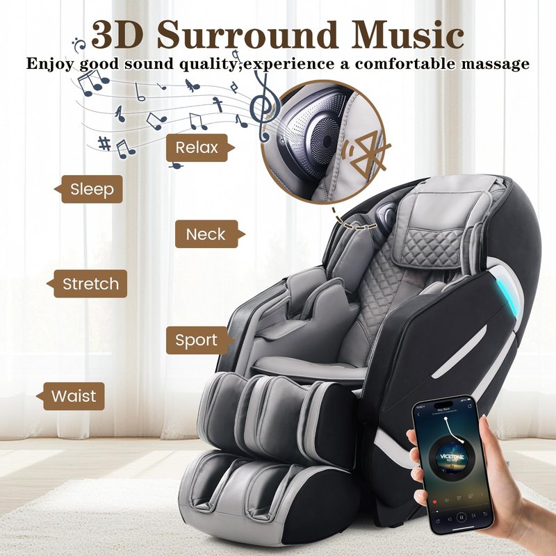 RESTREAL 4D Massage Chair Full Body, Zero Gravity SL-Track Shiatsu Electric Massage Chair Recliner, Airbag Massage, Deep Yoga Stretch with Heat Body Scan Bluetooth Foot Roller, Extendable Footrest