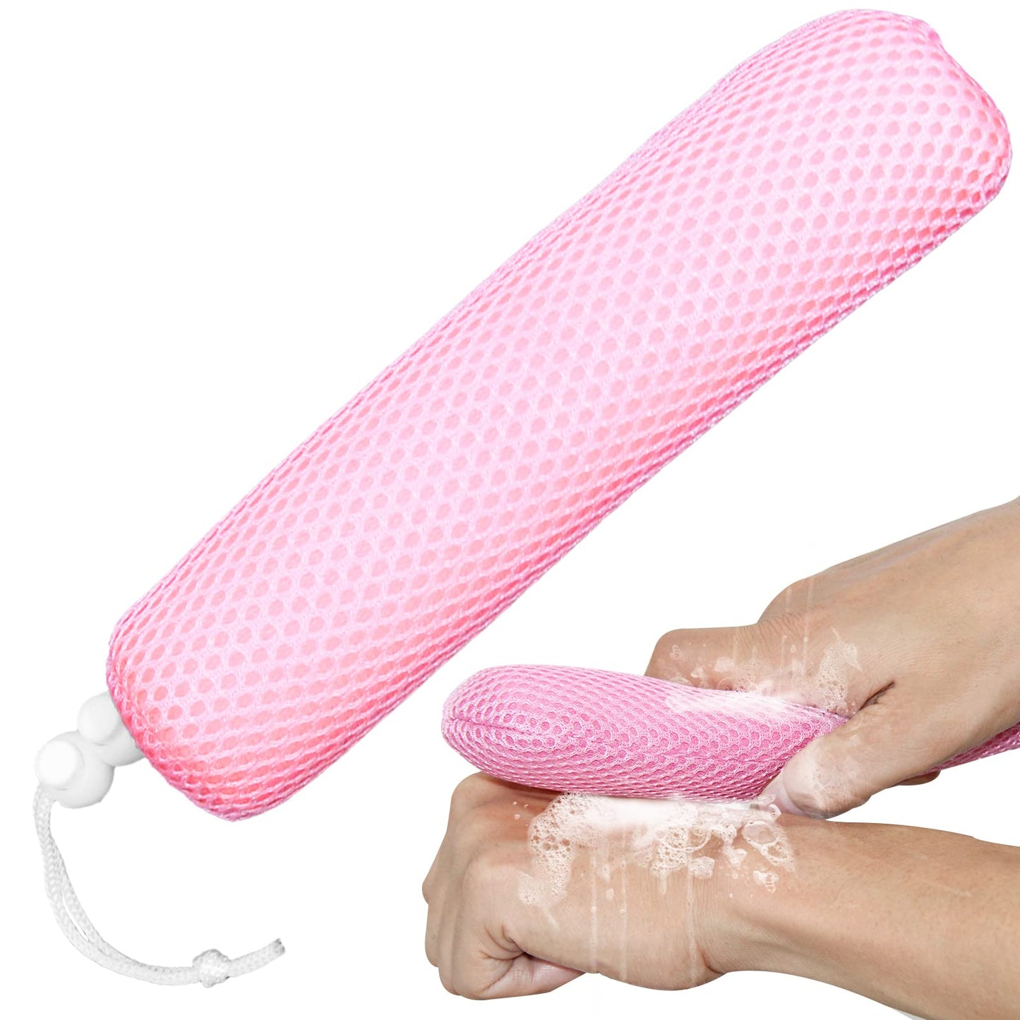 KkaFFe Bath Brush Head with Sponge,Back Scrubber Bath Mesh Bath Body Brush Head for Elderly Aid Bathing and Shower (Blue Head)