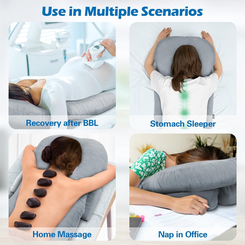 HOMCA Face Down Pillow for Eye Surgery Recovery, Soft Support Stomach Sleeping Pillow with Adjustable Airflow Gap, Face Hole for Small–Medium Adult Faces, Not Recommended for Larger Face Sizes