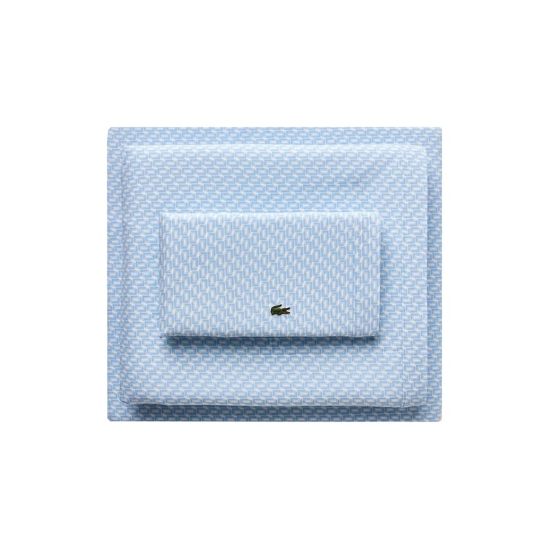 Lacoste Mini Geo Logo 100% Percale Cotton 3-Piece Sheet – Cool, Crisp, Matte, and Durable, Oeko-Tex Certified – Print, Open Air, Twin