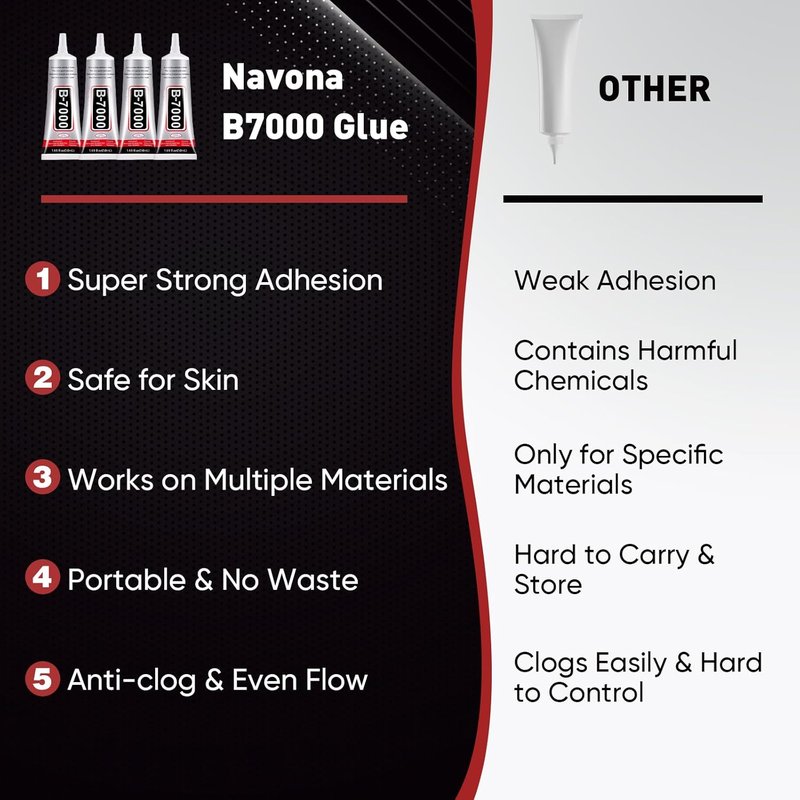 6 PCS 50ml B7000 Glue Clear with Precision Tip, Bedazzling Glue, Rhinestone Glues, Craft Glues, Jewelry Making, Nail Art, DIY, Makeup, Shoes