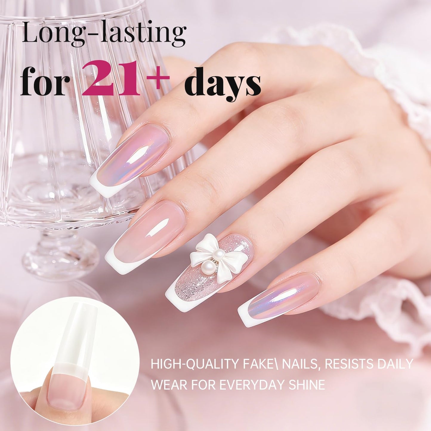 Soft Gel False Nail Tips - 500PCS Half Cover Acrylic Tips for French Style Manicure | 10 Sizes in Box