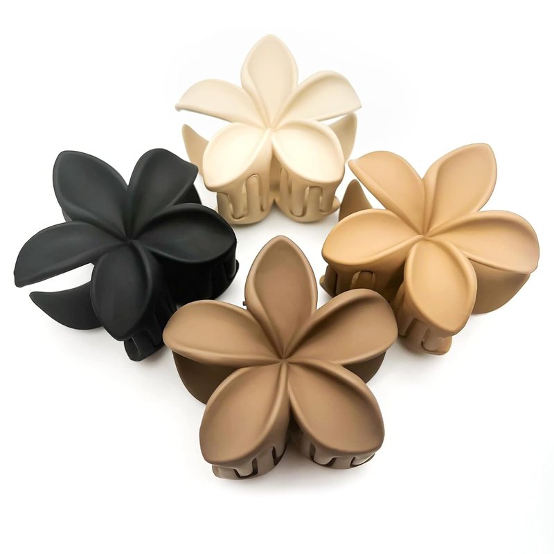 Flower Hair Clips - Cute Plumeria Claw Clips for Women & Girls | Nonslip Matte Design