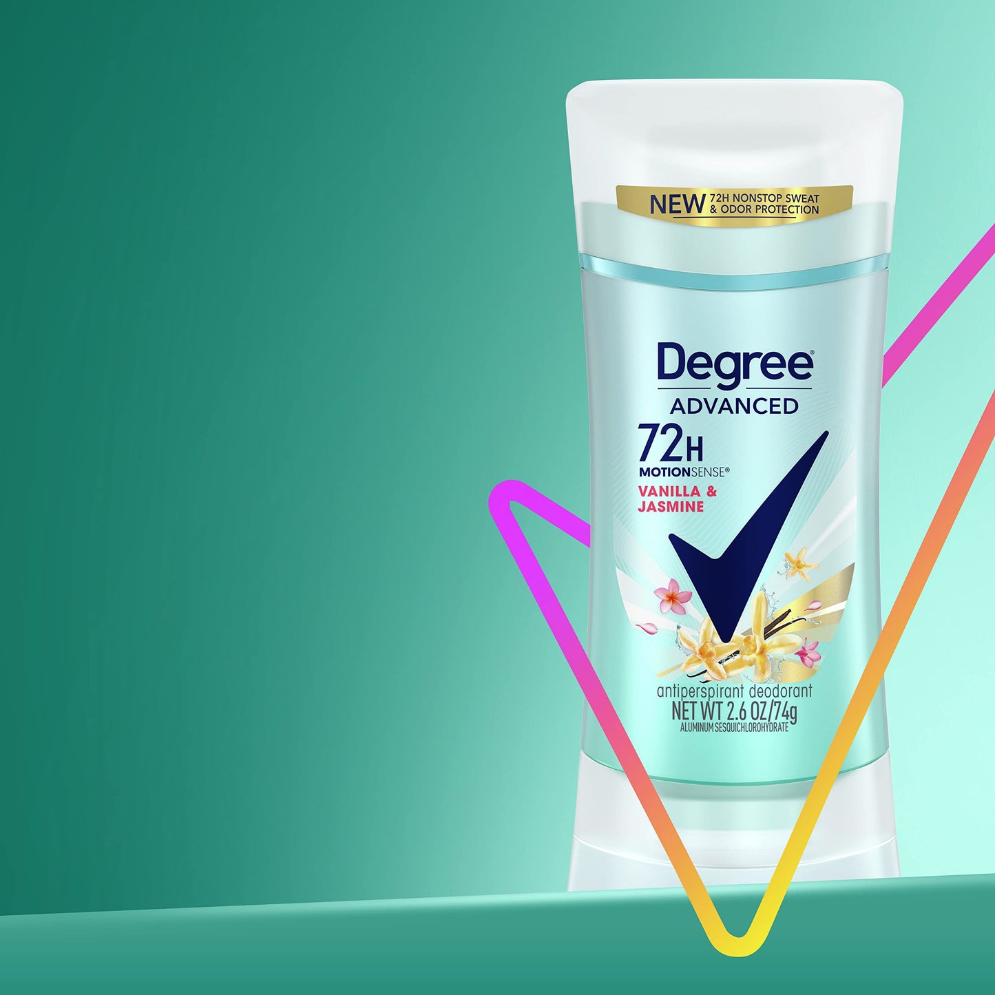 Degree Antiperspirant Deodorant 72-Hour Sweat and Odor Protection Vanilla and Jasmine Antiperspirant for Women with MotionSense Technology 2.6 oz 4 count