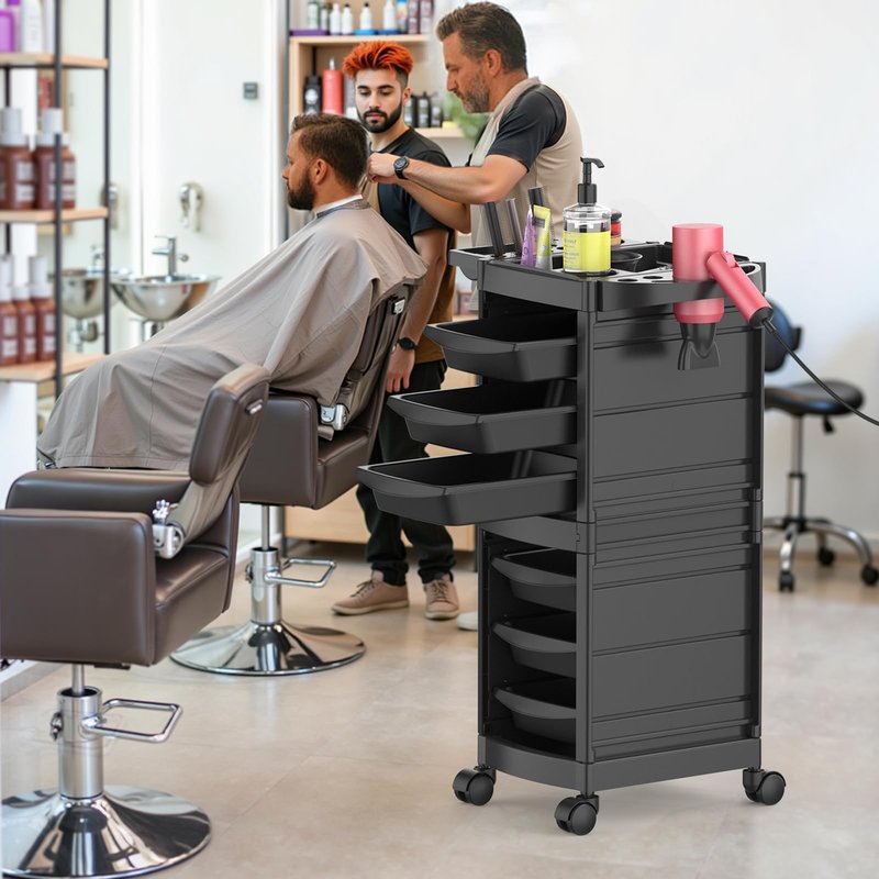Johgee 7-Layer Salon Trolley Cart with 6 Drawers, Professional Salon Rolling Cart with Wheels for Hair Stylist, Portable Barber Station with Extra Storage Space for Barber,Tattoo