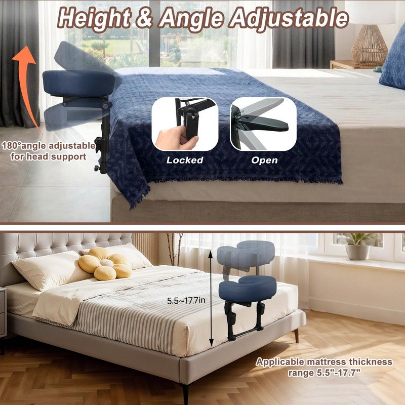 Massage Head Rest for Bed, Adjustable Massage Face Cradle, Home Mattress Top Massage Kit, Home Spa and Salon Table Attachment, Massage Pillow Face Down Perfect for Eye Surgery Recovery & Relaxation