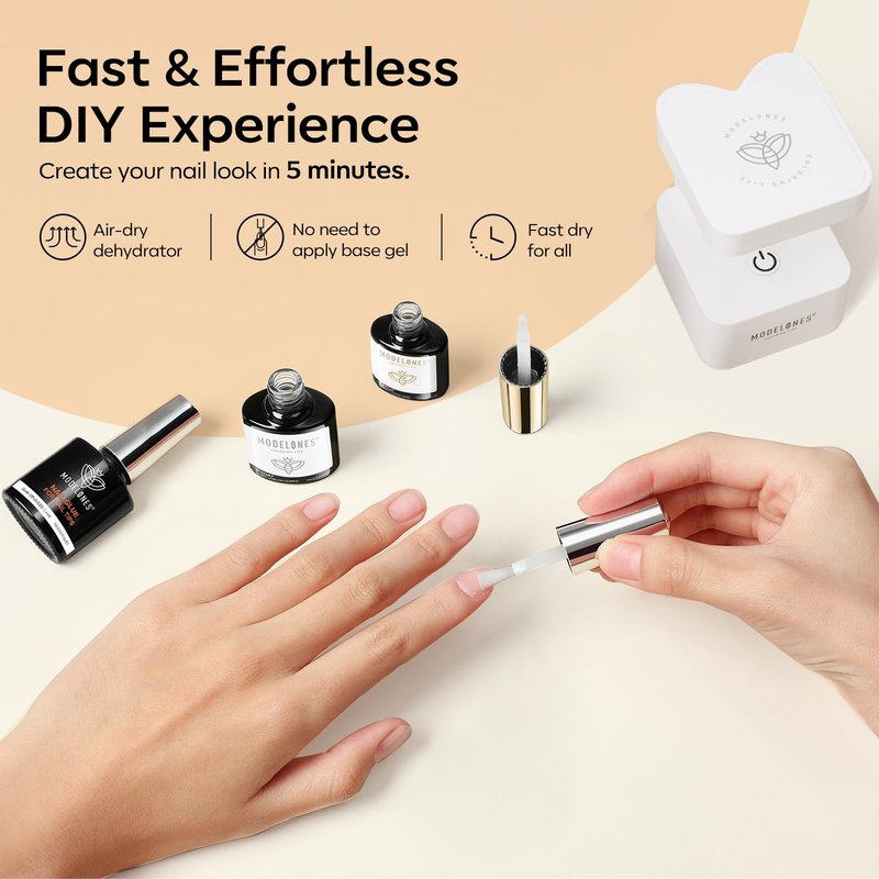 modelones X Gel Nail Glue and Top Base Coat Set, 15ML 3 PCS No Wipe Clear Gel Polish 9 in One Nail Glue for Nail Tips Press Ons Rhinestone Long Lasting Glossy Soak Off U V Manicure Gift Kit for Women