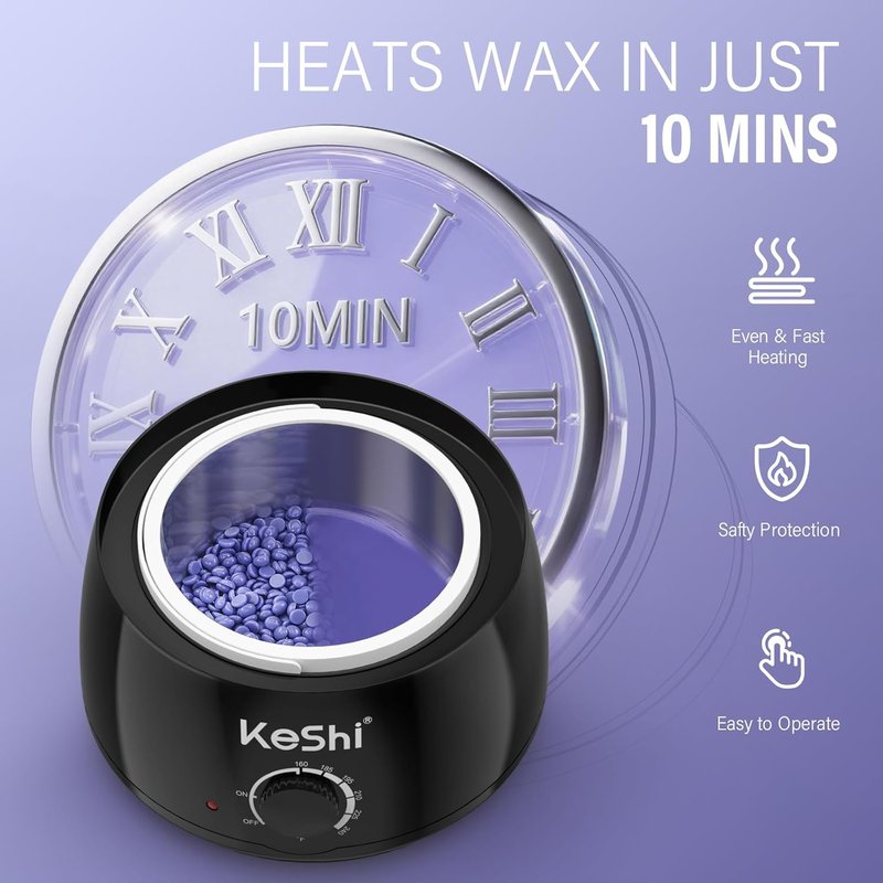 Painless Hair Removal Waxing Kit - Wax Warmer with 6 Hard Wax Beans for Full Body, Legs, Face & Bikini | Ideal for Men & Women