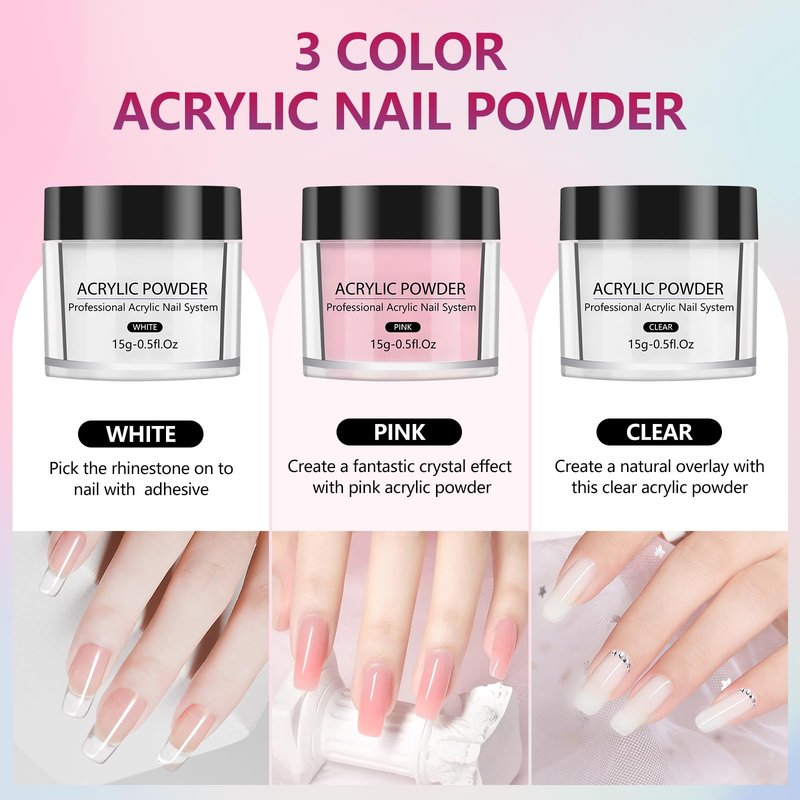 LIONVISON Practice Hand for Acrylic Nails,Flexible Practice Hands Fingers with Nail Kit,Acrylic Powder Brush Nail Art Decoration Tools for Professional Beginners
