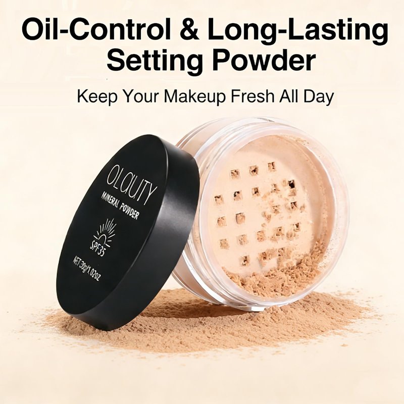 Mineral Loose Powder Foundation SPF 35,Sunscreen Face Setting Powder Makeup,Buildable Coverage,Lightweight Blurring Oil Control Natural Matte Finish for Face & Scalp(#01 Fair Light)
