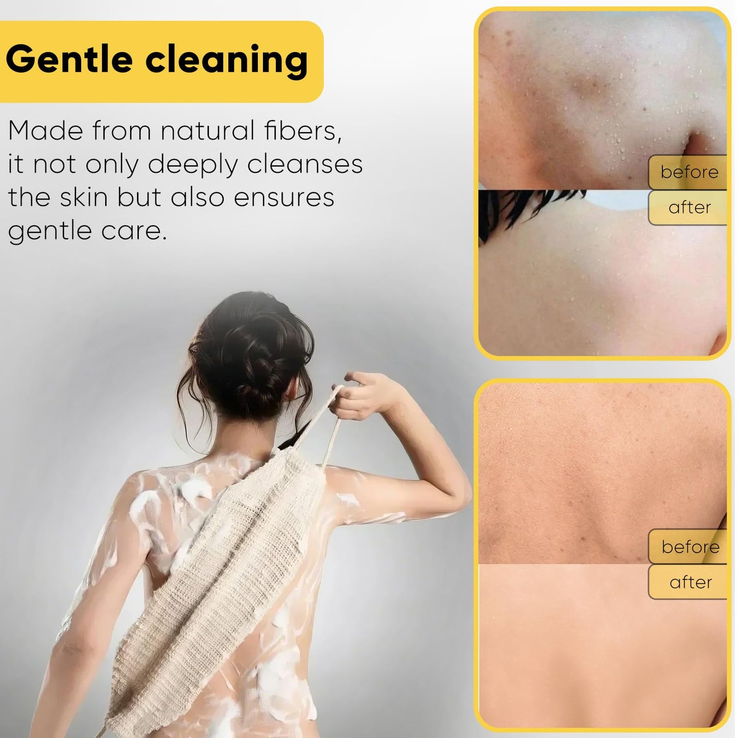 MARRASSA Natural Sisal & Ramie Back Scrubber for Shower with Handle（2pcs） - Deep Cleanse Back Scrubber, Scrub Spa Tool for Glowing Skin & Whole Body Care (2pcs)