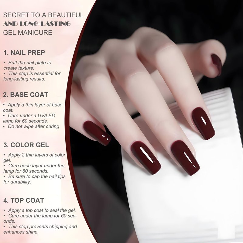 Dark Red Gel Nail Polish - 16ml Soak-Off UV LED for DIY Nail Art | Vintage Red Shade L350