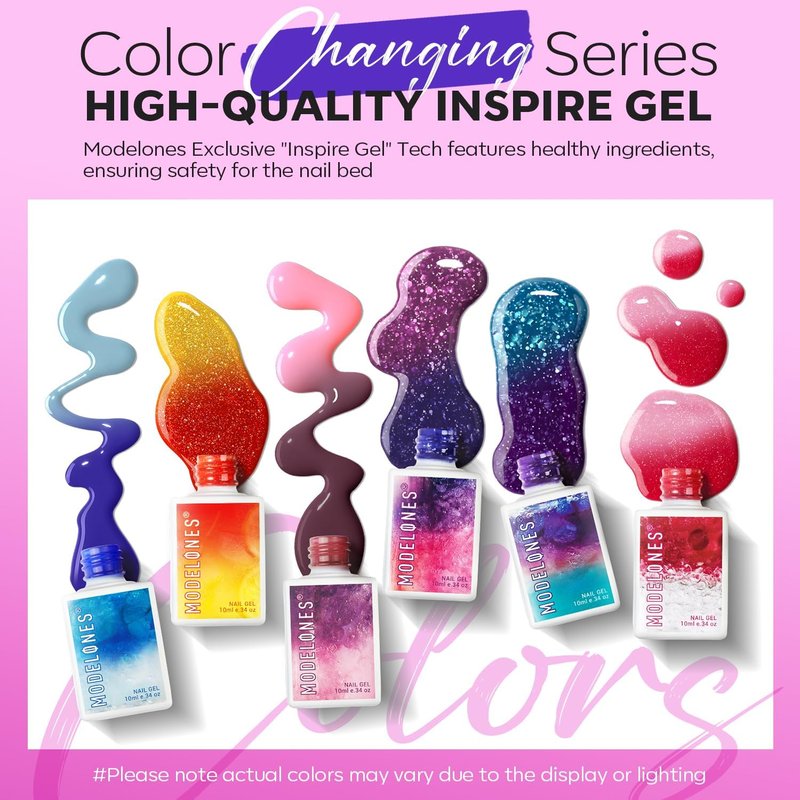 Modelones Gel Nail Polish Set - 6 Color Changing Shades for Valentine's Day | Mood Temperature Gel Polish