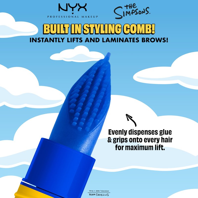 NYX PROFESSIONAL MAKEUP Marge Simpson Mega Glue, 2-in-1 Eyebrow Gel & Hair Taming Wand With Slick and Strong Hold, The Simpsons Collaboration, Vegan & Cruelty-Free