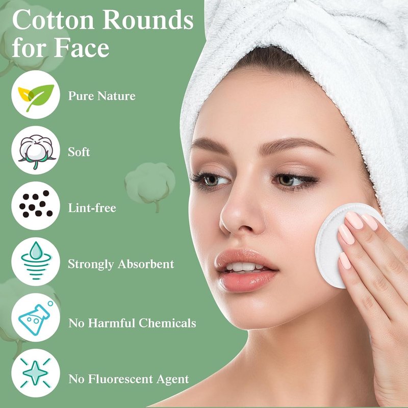 Maxcheck Cotton Rounds - 600 Pcs Exfoliating Makeup Remover Pads | Soft Facial Toner Pads